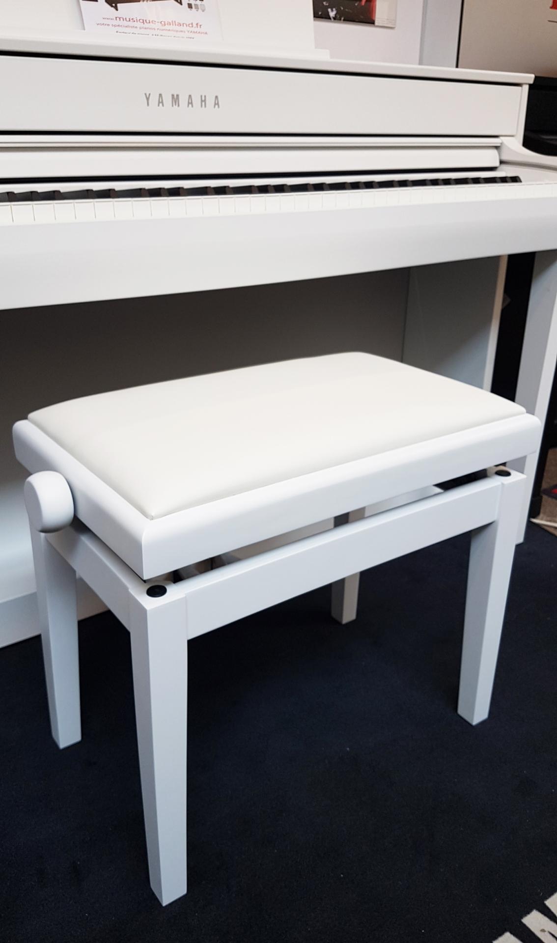 CLASSIC 20-BM-SKB banquette réglable pour piano numérique BLANC MAT -  dessus skaï blanc