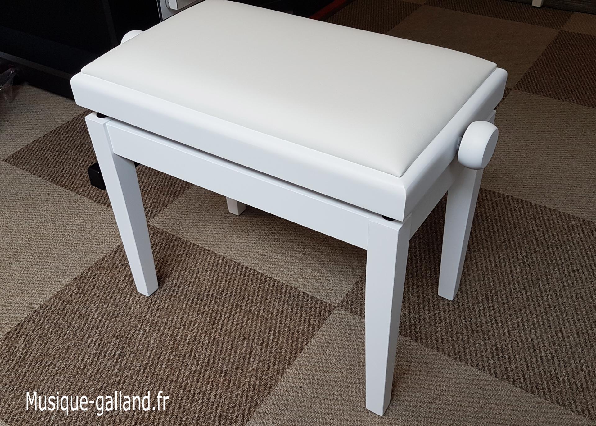 CLASSIC 20-BM-SKB banquette réglable pour piano numérique BLANC MAT -  dessus skaï blanc