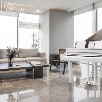 piano numérique de luxe brillant blanc neige