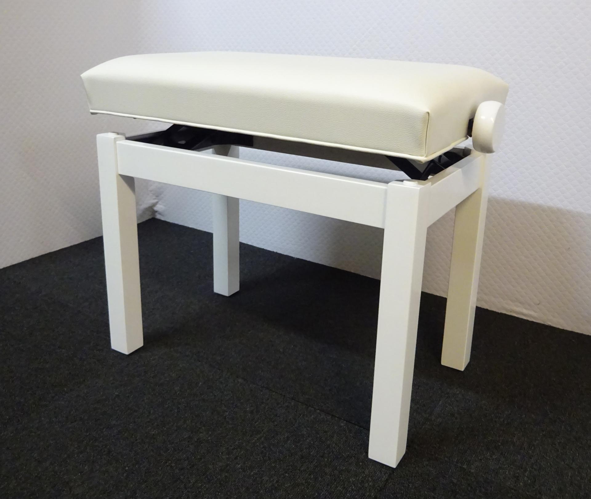 CLASSIC 20-BB-SKB banquette réglable pour piano numérique BLANC BRILLANT-  dessus skaï blanc