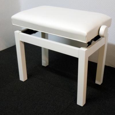 Banc de piano réglable en bois avec rangement de musique et hauteur  réglable - Cuir synthétique et bois massif (blanc avec rangement de musique)