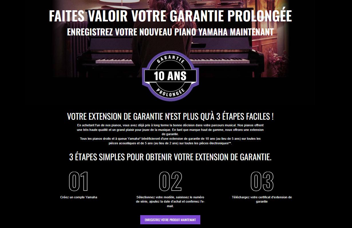 Yamaha piano 10 ans de garantie