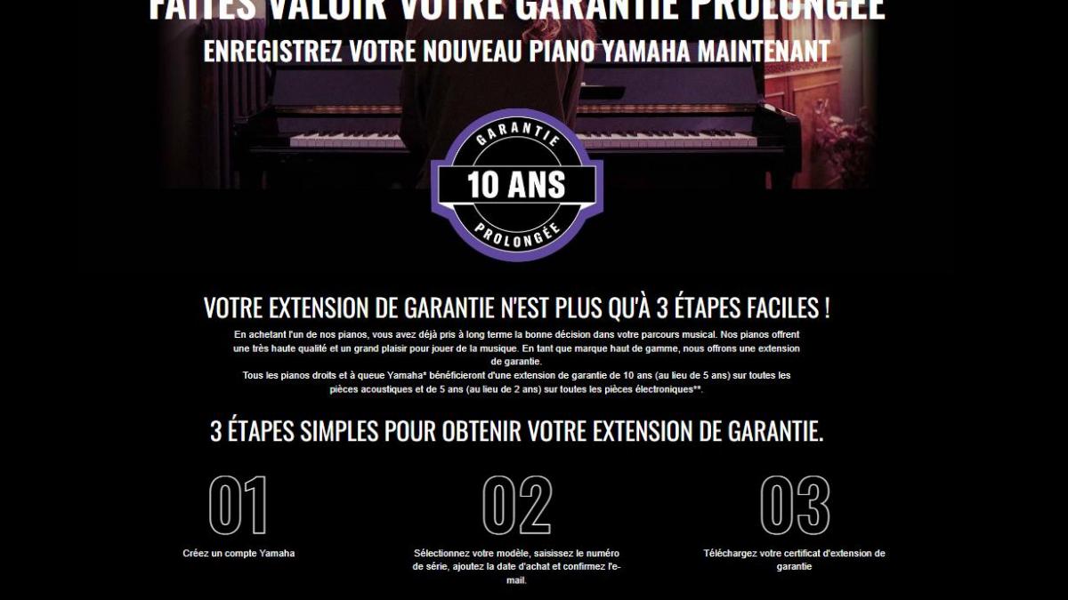 Yamaha piano 10 ans de garantie
